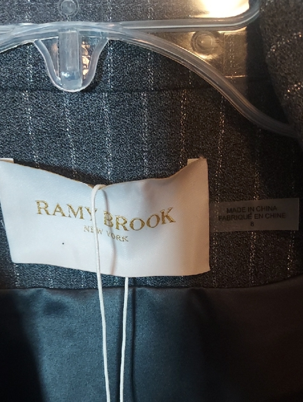 Ramy Brook Women's Collins Double-Breasted Metallic Pinstripe Blazer Size 8 - Picture 8 of 16